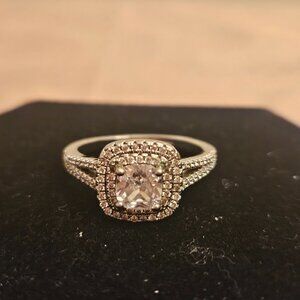 Silver Tone Zirconia in a Double Halo Setting